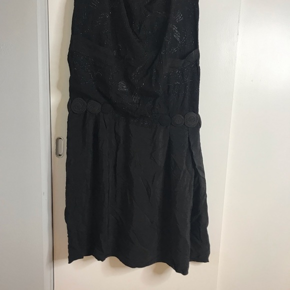 Vintage 1920s Black Silk Crepe Flapper Dress with Beaded Bird Design - Picture 2 of 16